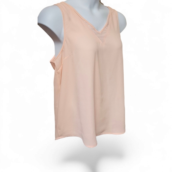 MAURICE'S Pink Sheer Inset V-Neck Tank Top Size Large - Picture 6 of 12